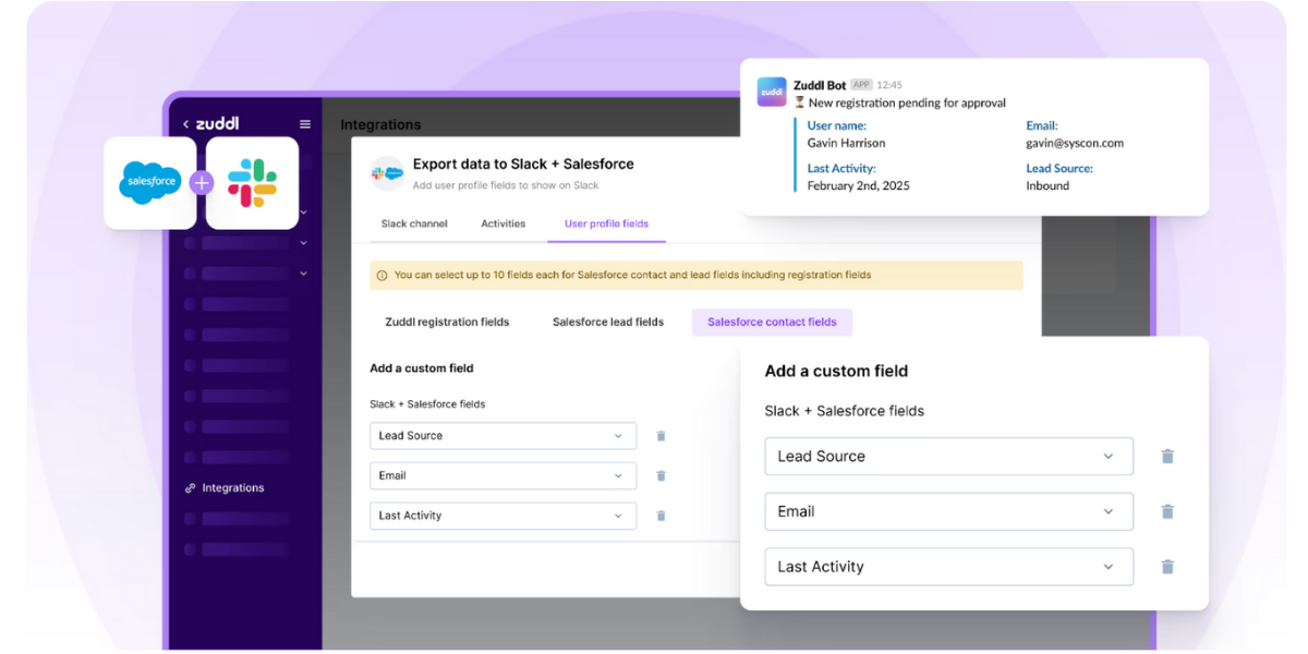 Zuddl Slack + Salesforce Integration