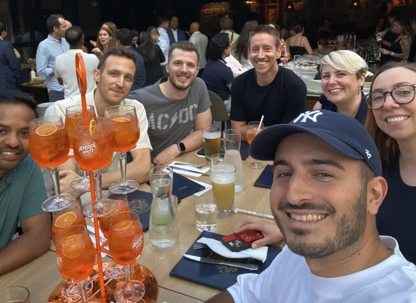 Exit Five local chapter meetup at a table.