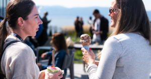 marketing event guests eating ice cream while networking