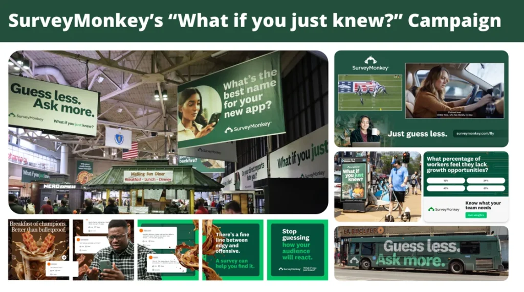 SurveyMonkey advertising campaign visuals.